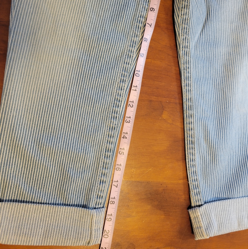 True Religion Denim Pant Capri Pinstripe Railroad 30 NWT New Designer - Picture 9 of 10